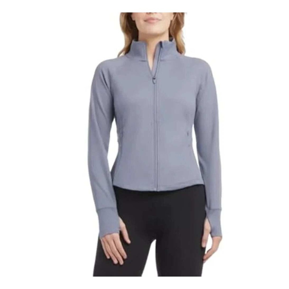 NWT Jockey Tulip Hem Yoga Jacket Women's L Fog Grey Polyester Spandex Activewear